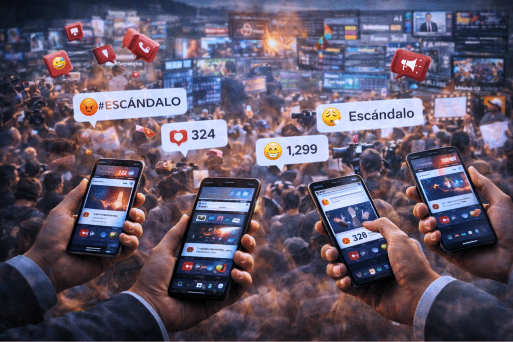 Hiperexposición digital y conversación social intensificada en redes sociales durante una crisis reputacional.